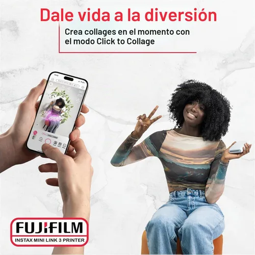 Vista 5 de Fujifilm Instax Mini Link 3 - Paquete de película para impresora Instax Mini (40 hojas), funda protectora Link 3 (blanco arcilla)