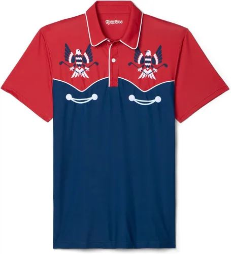 Vista 25 de Tipsy Elves Camiseta polo de golf divertida para hombre - Ropa de golf novedosa Paraíso azul de 8 bits