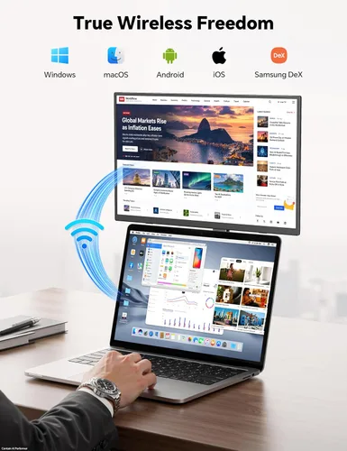 Vista 2 de 15.6" 1080P Wireless Travel Portable Monitor with Foldable Magnetic Stand