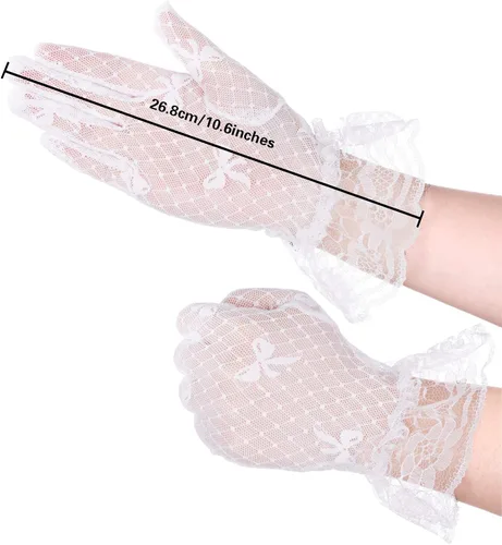 Vista 3 de SATINIOR Ladies Lace Gloves for Women Tea Party Elegant Mesh Dress up Gloves for Halloween Prom Cosplay Opera Parties Wedding