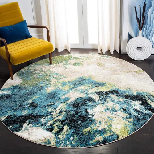 Vista 7 de SAFAVIEH Glacier Collection - Alfombra decorativa de 2 pies 3 pulgadas x 4 pies, azul y multicolor, diseño abstracto moderno, no desprende pelusa