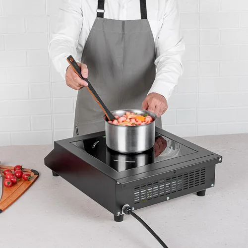 Vista 6 de Restaurantware -Kitchen Tek - Placa de inducción de 1800 W, 1 placa eléctrica con sensor táctil - 140F a 465F, 10 ajustes de potencia, estufa