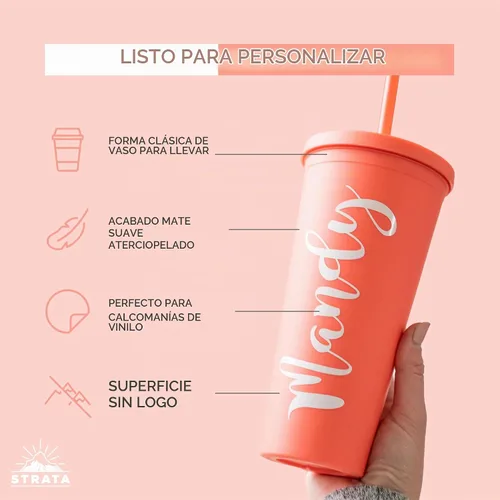 Vista 4 de Vasos con tapas de 22 oz de acrílico de color para llevar de viaje, tazas de viaje con tapas y pajitas