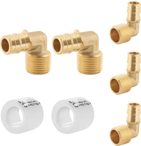 Vista 10 de Paquete de 5 YVSKM) 1/2" PEX-A Expansión × 1/2" Hembra NPT codo NPT, conexión roscada de flujo completo de latón sin plomo, certificado ASTM F1960