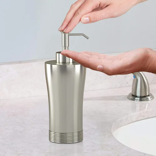 Vista 6 de nu steel SPM6H Special Collection - Bomba dispensadora de jabón líquido y loción para encimeras de baño o cocina, acabado cepillado de metal, peltre