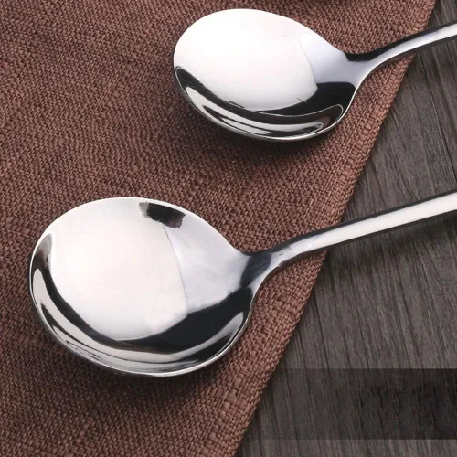 Vista 5 de 6 piezas de cucharas de sopa, cucharas de sopa de acero inoxidable de alta calidad, cubiertos aptos para lavavajillas en color plateado