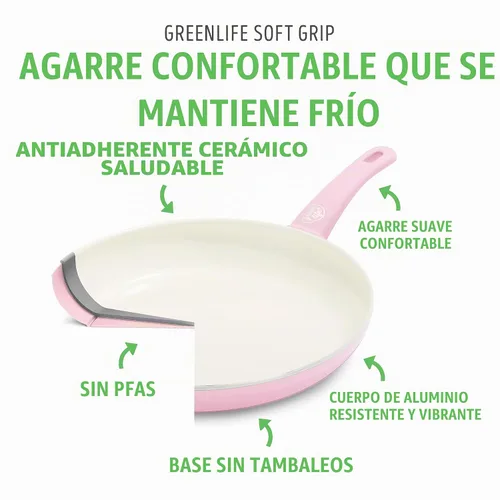 Vista 3 de GreenLife Sartén antiadherente de 8 pulgadas, cerámica no tóxica sin PFAS antiadherente, apta para lavavajillas y horno, asas que se mantienen Rosa