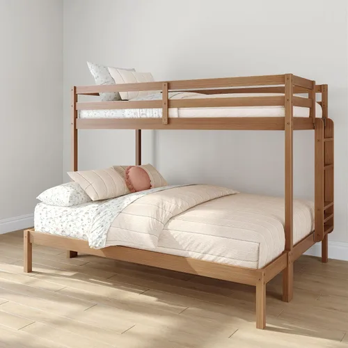 Vista 21 de Grain & Grove - Litera de dos camas con oso, estructura de litera resistente para niños, litera de madera contrachapada con escalera, barandilla