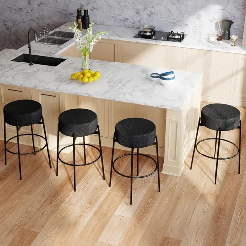 Vista 21 de SoarFlash - Juego de 2 taburetes de bar modernos giratorios, taburetes de barra de 24" Sherpa con asiento giratorio de altura de mostrador