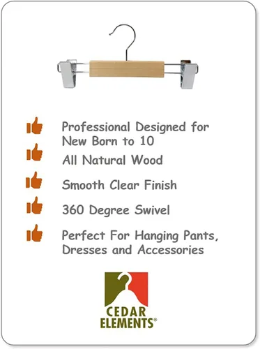 Vista 6 de Perchas para niños (madera natural, perchas para pantalones para niños NB-10)