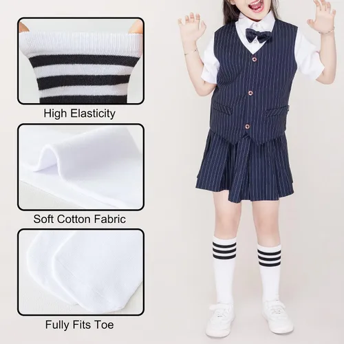 Vista 5 de UTTPLL Calcetines de algodón para niños pequeños, calcetines de béisbol hasta la rodilla, calcetines deportivos de fútbol para niños, calcetines