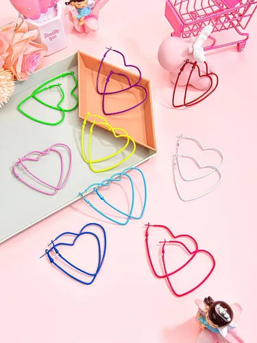 Vista 3 de 12 pares de aretes grandes clásicos de los años 80, aretes retro de neón de los años 90, aretes colgantes para fiesta, accesorios para mujer