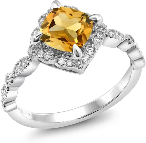 Vista 62 de Gem Stone King Anillo de compromiso solitario de moissanita blanca con piedra natal de corte cojín de 0.276 in para mujer, plata de ley 925