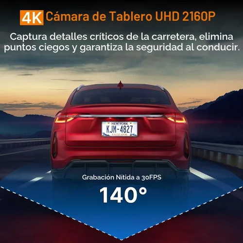Vista 2 de Miofive - Cámara para auto de 4K de resolución, WiFi, Bluetooth, cámara de tablero con GPS, pantalla IPS de 3 pulgadas, visión nocturna, grabación