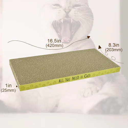 Vista 2 de AccEncyc Almohadillas Rascadoras de Cartón para Gatos Tablero Rascador para Gatos de Interior 16.5x8.3x1 Pulgadas Rascador Corrugado de Doble Cara