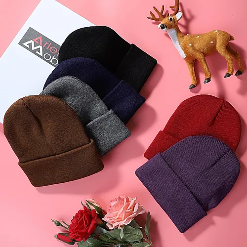Vista 5 de Glooarm Paquete de 6 gorros para niños y niñas, gorros de invierno elásticos de acrílico para niños pequeños