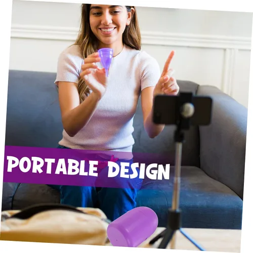 Vista 5 de GLEAVI Soporte para tazas de período seguro para microondas, 2 piezas de colores surtidos, solución compacta de almacenamiento de PP para tazas