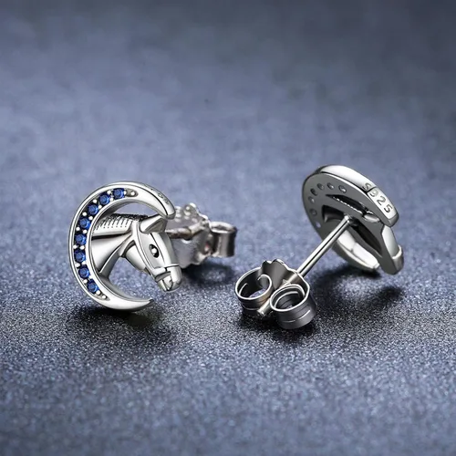 Vista 2 de ECHOOY Horse Stud Earrings 925 Sterling Silver Cute Horse Earrings Hypoallergenic Lucky Horse Jewelry Gifts Horse Lover Gift for Women Girls Teens