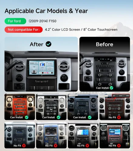 Vista 2 de Estéreo de radio de coche para Ford F150 2009-2014, inalámbrico CarPlay