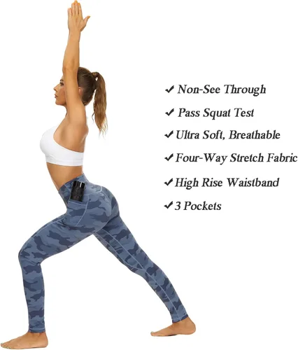 Vista 6 de iniber Pantalones de yoga de cintura alta con bolsillos para mujer, elásticos en 4 direcciones, suaves, para correr, entrenamiento, pantalones
