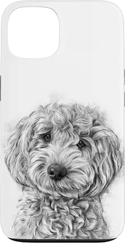 Vista 7 de iPhone 12/12 Pro Golden Doodle Retrato lindo perro ilustración caso de regalo