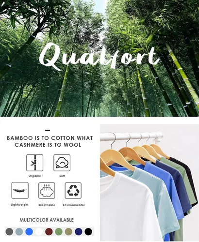 Vista 6 de QUALFORT Camiseta básica casual de manga corta para hombre, ultra suave, ligera y fresca