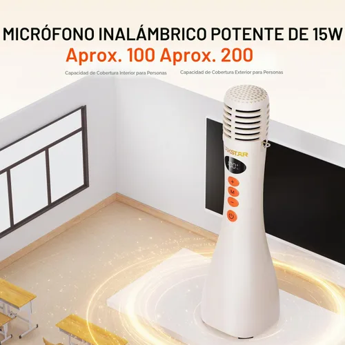 Vista 3 de TAKSTAR Micrófono y altavoz Bluetooth inalámbrico DA10 15W, micrófono de Negro