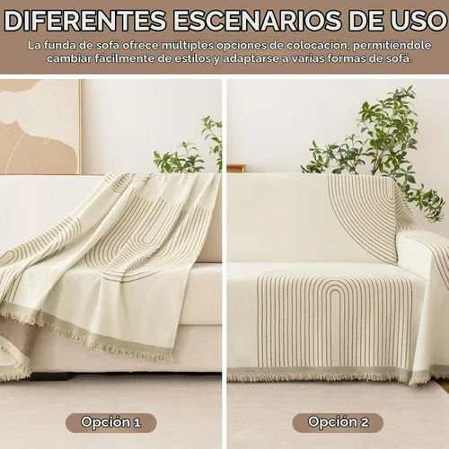 Vista 5 de Fundas Boho para Sofá de 2 Cojines, Funda Deslizable de Chenille para Sofá para Mascotas Lavable, Funda de Loveseat Seccional en Forma de L Manta