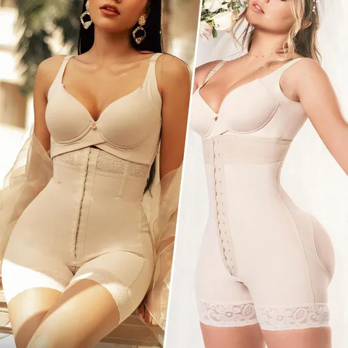 Vista 6 de YIANNA Faja Colombianas para mujer con control de abdomen sin tirantes Beige