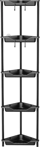 Vista 15 de Orimade Organizador de ducha esquinero de 2 niveles resistente a la oxidación, estante de esquina de piso de metal y plástico para baño, negro