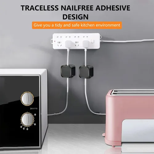 Vista 7 de Paquete de 6 soportes magnéticos para cables negros, clips adhesivos para cable de escritorio y automóvil, organizador de cables para mesita