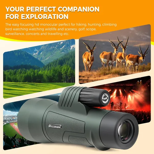 Vista 4 de Astromania Telescopio monocular 10x50 BAK4 monoculares de alta potencia para adultos Compact Portable Waterproof Monocular with Hand Strap