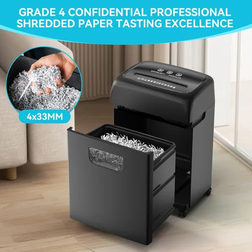 Vista 3 de Trituradora de papel resistente y trituradora de documentos de corte cruzado, capacidad de 19 hojas para papel/tarjetas de crédito, funcionamiento