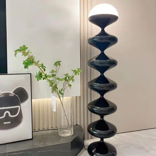 Vista 4 de LITFAD Lámpara de pie moderna de metal con forma de cúpula con pantalla de vidrio para sala de estar dormitorio - 110V-120V azul