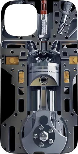 Vista 9 de Mecánico Motor Metal Pistón Cilindros Metal PC Case para iPhone 17