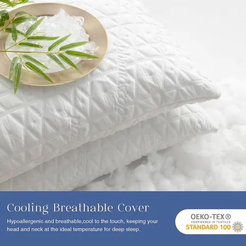Vista 2 de Phantoscope Almohadas de espuma viscoelástica para dormir, almohadas refrescantes de espuma viscoelástica trituradas, tamaño Queen, paquete de 2