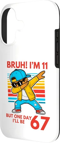 Vista 2 de Bruh I'm 11 But One-Day I'll Be 67 Retro 11th Birthday Kids Case for iPhone 17