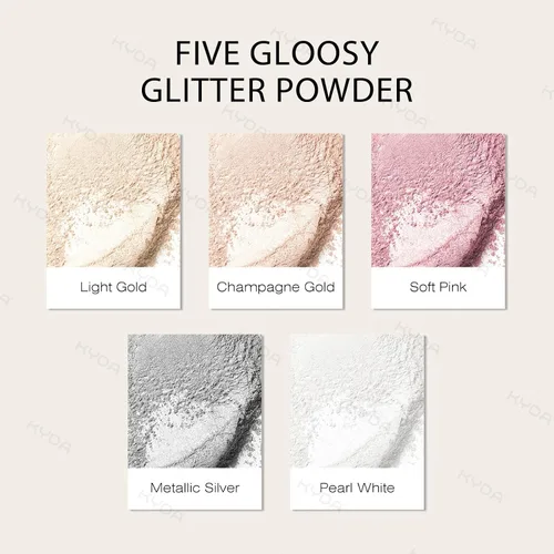 Vista 3 de KYDA Spray en polvo iluminador, spray de purpurina de alto brillo, maquillaje en polvo brillante, para cosméticos con purpurina facial y corporal