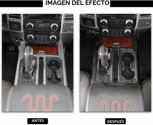 Vista 2 de Voodonala Cubierta de panel de consola de engranajes estilo madera negra para Ford F150 2015-2020 (madera negra, 1 unidad, ABS)