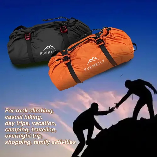 Vista 7 de Bolsa de cuerda de escalada en roca, mochila de almacenamiento de cuerda plegable de gran capacidad con hoja de tierra, correas ajustables