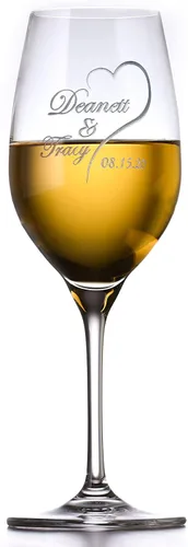 Vista 3 de Novio Novio Fecha De Boda Cristal Blanco Copa De Vino Regalo