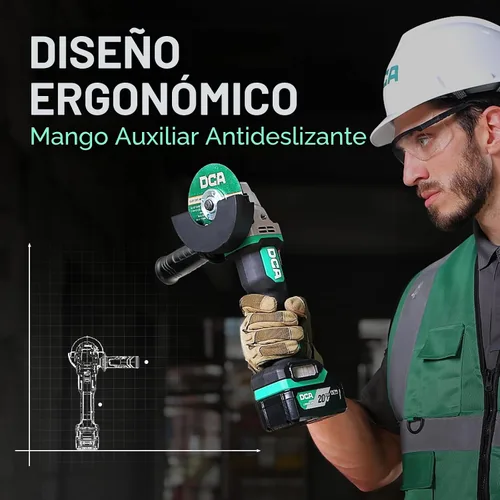 Vista 6 de DCA Amoladora angular inalámbrica de 20 V 4-1/2 pulgadas, motor sin escobillas de 8500 RPM, amoladora angular de potencia