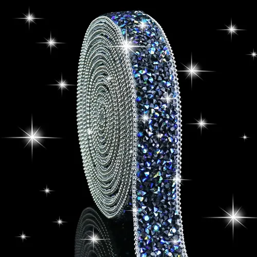Vista 24 de Dowarm Cinta autoadhesiva de diamantes de imitación plateados, tiras brillantes para manualidades, decoración de bodas, 0.4 pulgadas de ancho
