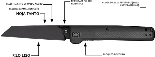 Vista 5 de Gerber Gear Pledge Pocket Knife with Pocket Clip - 3.7" Full Panel Plain Edge Blade Folding Knife - EDC Gear and Equipment Omni Gris