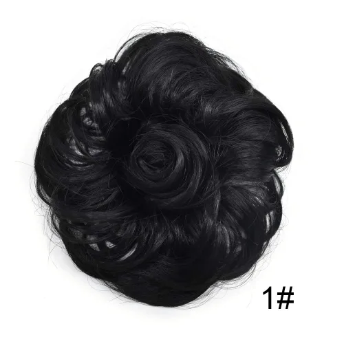 Vista 2 de Extensiones de cabello sintético ondulado estilo francés para mujer (#1 negro azabache)