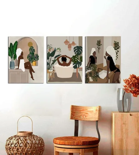 Vista 5 de Arte de pared de mujer negra, póster moderno de niña negra, arte de mujer africana, decoración de pared de baño, arte afroamericano, arte de pared