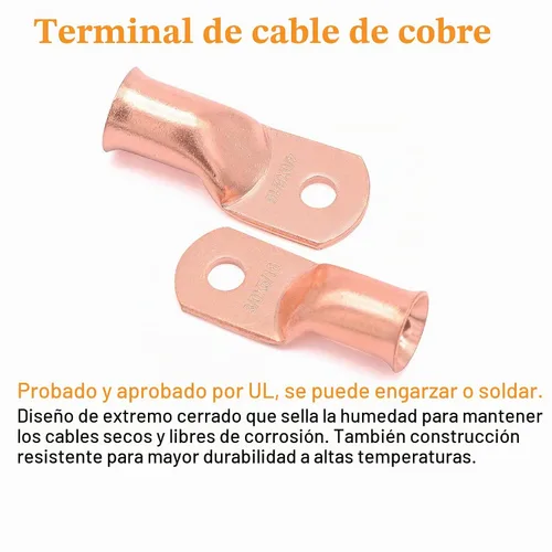 Vista 5 de 48 piezas de conectores de terminal de batería, extremos de cable, lengüetas de anillo de alambre de cobre con tubo termorretráctil de calibre AWG