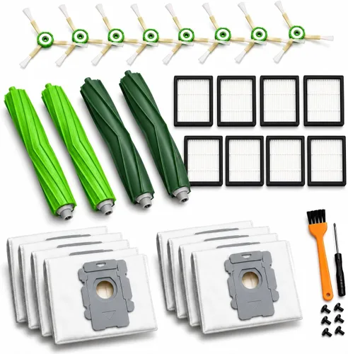 Vista 8 de 16 piezas compatibles con Roomba i1+ J7 i7+ i3+ i4+ EVO i6+ i8+ i7 J7+ Plus E5 E6 E7 Kit de accesorios para aspiradora robot, 2 cepillos principales