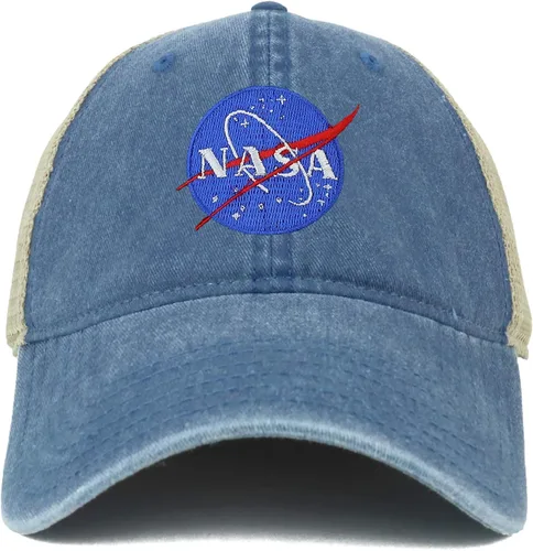 Vista 2 de Armycrew Gorra de malla de camionero lavada con logotipo de la NASA de gran tamaño XXL