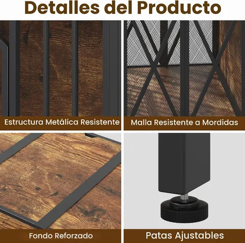 Vista 7 de BOINN Mueble plegable para perros de 41.3 pulgadas, no se ensambla, para perros de interior, jaulas de madera para perros con cuencos giratorios